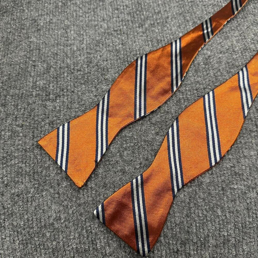 NEW J.Crew Men’s Orange Stripe Silk Bow Tie Preppy Smart Formal Wedding Menswear - Picture 3 of 5
